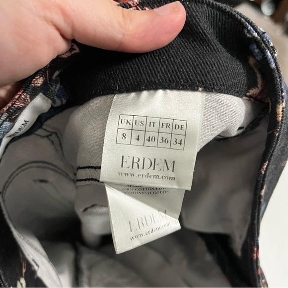 Erdem Black Floral Millicent Skinny Jeans Zipper Fly US 4 B - Picture 8 of 12